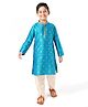 EARTHY TOUCH Woven Full Sleeves Embroidered Kurta Pyjama Set - Blue