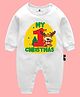 The Peppy Tend Christmas Theme 100% Cotton Full Sleeves My 1st Christmas Text Printed Romper - White