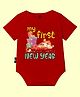 The Peppy Tend New Year Theme 100% Cotton Half Sleeves My First New Year Text Printed Onesie - Red