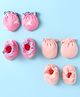 Ben Benny Interlock Knit Solid & Star Printed Pair of Mittens & Booties Pack of 2 - Pink & Peach