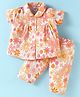 Ben Benny Single Jersey Knit Half Sleeves Night Suit With Floral Print - Orange Yellow