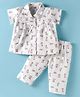 Ben Benny Single Jersey Knit Half Sleeves Night Suit With Animal Print - White