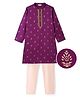 EARTHY TOUCH Cotton Woven Full Sleeves Ajrakh Printed Kurta Pyjama Set - Purple