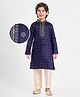 EARTHY TOUCH Cotton Woven  Full Sleeves Foil Floral Printed Kurta Pyjama Set - Navy Blue
