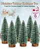 Fiddlerz Mini Christmas Tree 25CM Miniature Table Decor Pine Tree with Wooden Base Xmas Tree for Home Office Living Room Decor (Set of 6)