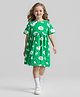 Primo Gino Cotton Knit Half Drop Shoulder Sleeves Floral Printed Frock - Green