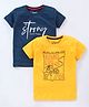 Dapper Dudes Pack Of 2 Half Sleeves Typography Printed Tees - Navy Blue & Yellow