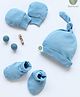 Cocoon Care Bamboo Cotton Solid Cap With Coordinating Mittens & Socks Set  - Cerulean Blue