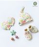 Cocoon Care Bamboo Cotton Heart & Text Designed Cap With Coordinating Mittens & Socks Set - Multi Colour