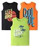 Pine Kids Cotton Knit Sleeveless Tank T-Shirts with Cool Dude Text Print Pack of 3 - Black Orange & Light Green