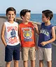 Pine Kids Cotton Knit Sleeveless Tank T-Shirts with Skilled Text Print Pack Of 3 - White Navy Blue & Orange