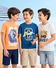 Pine Kids Cotton Knit Half Sleeves T-Shirts With Surf Theme Print Pack of 3 - Blue & White
