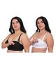 Fabme Pack Of 2 Sleeveless Solid Non Padded Non Wired Nursing Bras - White & Black