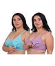Fabme Pack Of 2 Sleeveless Solid Non Padded Non Wired Nursing Bras - Sea Green & Pink