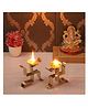 Amaya Decors Standing Satiya Brass Akhand Diya Set of 2