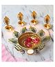 Amaya Decors Green & Gold Peacock Urli With Tealight Holder Set of 5