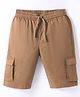 Pine Kids Cotton Woven Knee Length Solid Color Shorts - Tan