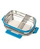 PddFalcon Munch Duo Stainless Steel Lunch Box with Partition , Food Grade BPA Free, Containers with Air Tight and Leak Proof Lids, Clip Lock, Compact Sleek Tiffin Box - 750ml Turkish Blue