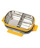 PddFalcon Munch Trio Stainless Steel Lunch Box with 3 Partition , Food Grade BPA Free, Containers with Air Tight and Leak Proof Lids, Clip Lock, Compact Sleek Tiffin Box - 750ml Yellow