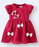 Mark & Mia Half Bubble Sleeves Solid Color with Bow Detailing Party Frock - Red