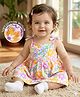 Babyoye 100% Organic Muslin Singlet Sleeves Frock & Bloomer with Floral Print - White