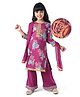 EARTHY TOUCH Single Jersey Knit  Three Fourth Sleeves Floral Printed Kurta & Palazzo Set with Dupatta - Purple