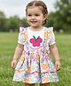 Babyoye 100% Organic Muslin Woven Floral Printed Skirt with Half Puffed Sleeves Top & Butterfly Embroidery - White