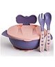 COMERCIO Baby Feeding Bowl with Lid, Spoon & Fork Set, for Feeding & Weaning, Feeding Practice Bowl - Color May Vary