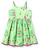 EARTHY TOUCH Single Jersey Knit Singlet Sleeves Floral Printed Ethnic Dress with Lace Detailing - Light Green