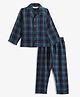 Campana 100% Cotton Woven Full Sleeves Plaid Checks Night Suit - Navy Blue & Green