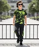 Ollington St. 100% Cotton Knit Half Sleeves Printed T-Shirt & Joggers Set - Black