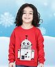 BownBee Full Sleeves Reversible Sequin Work Embellished Sweatshirt - Red