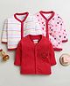 BUMZEE Cotton Pack Of 3 Full Sleeves Hearts Printed & Striped Jhablas - Red & Pink