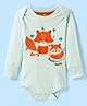 Totle Cotton Full Sleeves Fox Printed Onesie - Mint Green