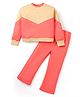Totle Cotton Full Sleeves Cut & Sew Sweatshirt & Pant Set - Coral