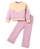 Totle Cotton Full Sleeves Cut & Sew Sweatshirt & Pant Set - Mauve
