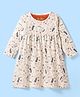 Totle Cotton Full Sleeves Floral Printed Dress - Off White