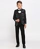 KIDS ISLAND Velvet Full Sleeves Leaves Embroidered & Sequins Embellished 4 Piece Party Suit Set - Black