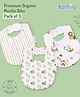 Bonfino Premium Organic Muslin Bibs African Safari Print Pack of 3 - Green & White