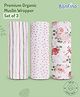 Bonfino Premium Organic Muslin Wrapper Cupcake Print Set of 3 - Pink & White