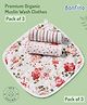 Bonfino Organic Muslin Wash Clothes Cupcake Print Set of 3 - Pink & White