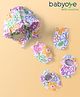 Babyoye 100% Organic Muslin Woven Cap Mitten & Booties Set with Floral Print White - Diameter 9 cm
