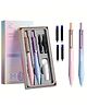 Bunie Click 2 Pcs Fountain Pen Set with 6 Pcs Refills and 1 Nib Polisher for Students