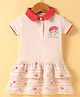 CUCUMBER Sinker Knit Half Sleeves Frock With Mushroom Print - Cream & Red