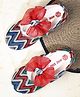 Mine Sole Bow Applique Detailed & Chevron Embroidered Ballerians - Multi Colour