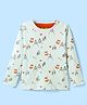 Totle Cotton Full Sleeves Fox Printed Tee - Mint Green