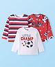 Babyhug Cotton Knit Full Sleeves T-Shirts with Text Print & Stripes Pack of 3 - Red & White