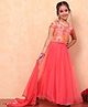 BIBA Cotton Half Sleeves Floral Printed & Lace Embellished Lehenga Choli With Dupatta Set - Orange