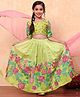 BIBA Half Sleeves Floral Printed & Lace Embellished Lehenga Choli With Dupatta Set - Lime Green