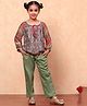 BIBA Viscose Blend Full Sleeves Floral Printed Top & Pant Set - Green